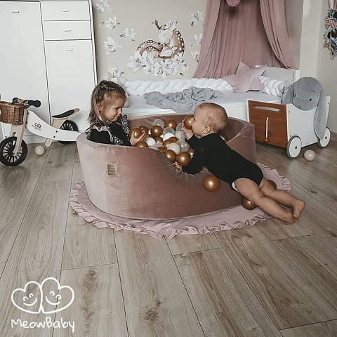 Basen Velvet beżowy Teddy Bear + 250 piłek - gotowy zestaw MeowBaby