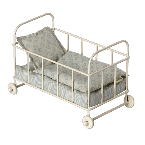 Maileg metalowe łóżko Cot bed, Micro - Blue 2