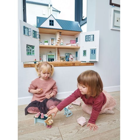 Drewniany trzypiętrowy domek dla lalek Tender Leaf Toys 7