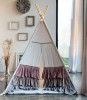 Namiot tipi z falbankami i matą podłogową - Lniany zakątek