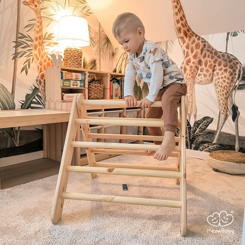 Drabinka drewniana naturalna do Pokoju dziecka Montessori składana Meowbaby 11