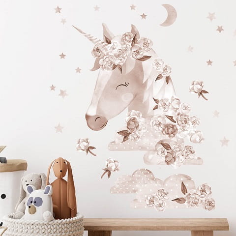 Naklejka na ścianę jednorożec boho 1