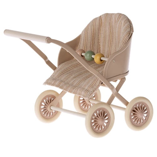 Maileg Wózek spacerowy różowy podwójny Stroller Baby Rose twins dla myszek 1