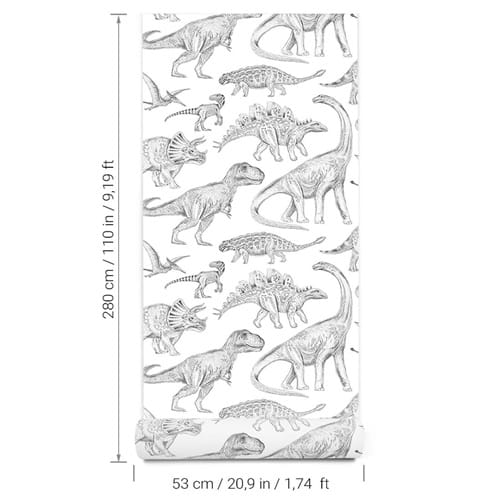 Tapeta dziecięca Dino dinozaury white w brytach 4