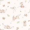 Tapeta dziecięca króliczki Pink rabbits on white