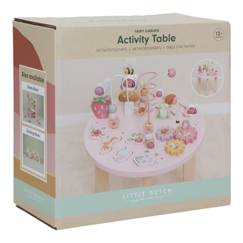 Stolik edukacyjny różowy Fairy Garden dla dziewczynki na roczek Little Dutch 9