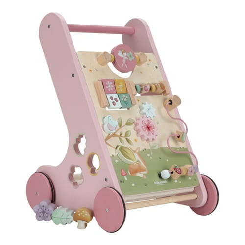 Drewniany chodzik pchacz różowy Fairy Garden roczek dziewczynki Little Dutch