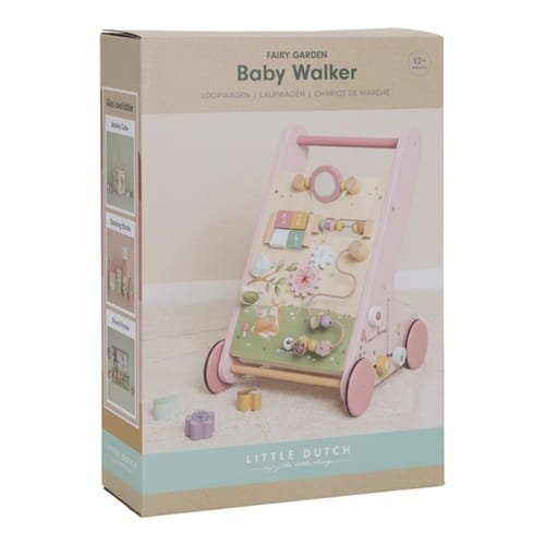 Drewniany chodzik pchacz różowy Fairy Garden roczek dziewczynki Little Dutch 13