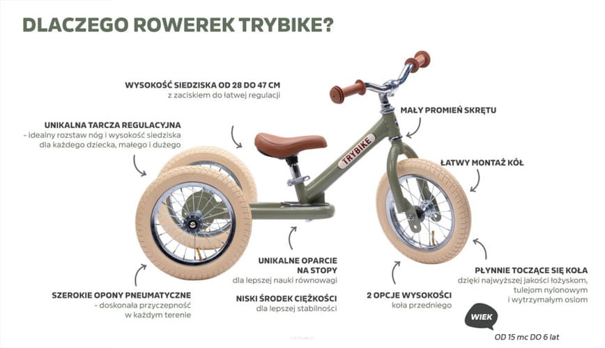 Rowerek trójkołowy biegowy 2w1 niebieski matowy Trybike 6