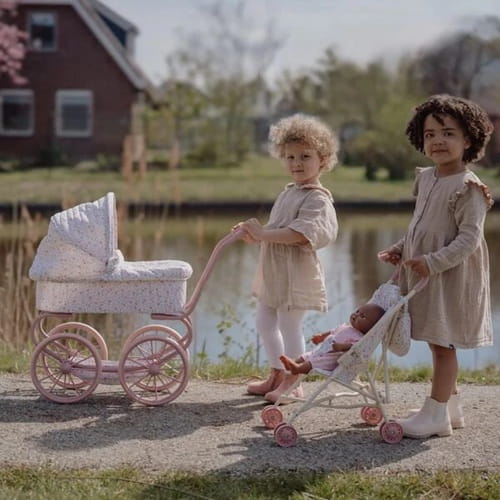 Wózek spacerowy składany dla lalek beżowy Little Dutch 9