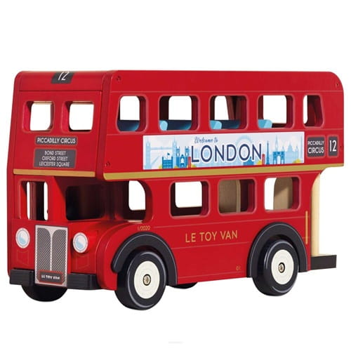 Drewniany piętrowy autobus, Londyn, zabawka dla dzieci, pojazd, Le Toy Van 6