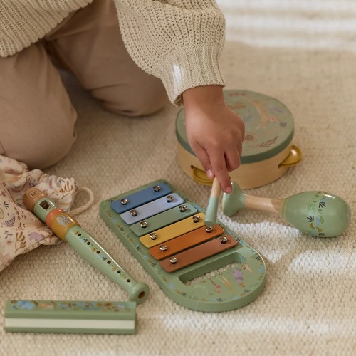 Zestaw drewnianych instrumentów zielony Safari Little Dutch 4