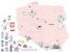 Naklejka na ścianę - mapa Polski różowa 2