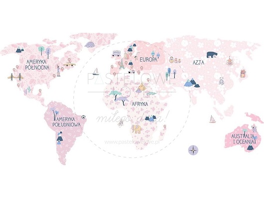Naklejka na ścianę - mapa świata spring flower  5