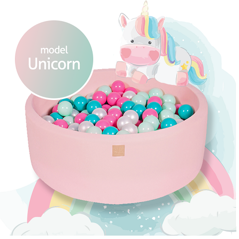 Suchy basen Unicorn + 250 piłek - gotowy zestaw MeowBaby
