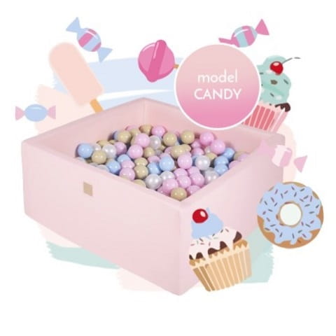Suchy basen kwadratowy Candy + 300 piłek - gotowy zestaw MeowBaby