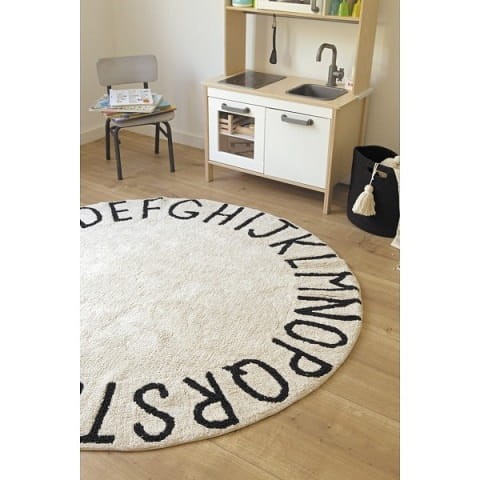Lorena Canals Dywan Round ABC Vintage Natural Negro 4