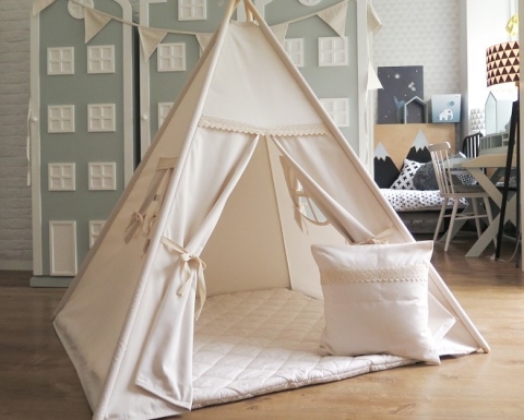 Namiot tipi - beżowa skromność 120x120 cm
